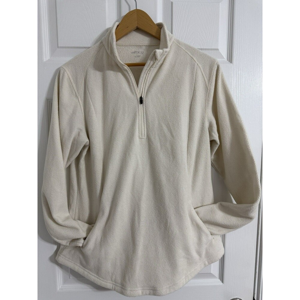 BCG Women’s Ivory Quarter Zip Pullover Fleece Sweatshirt Large